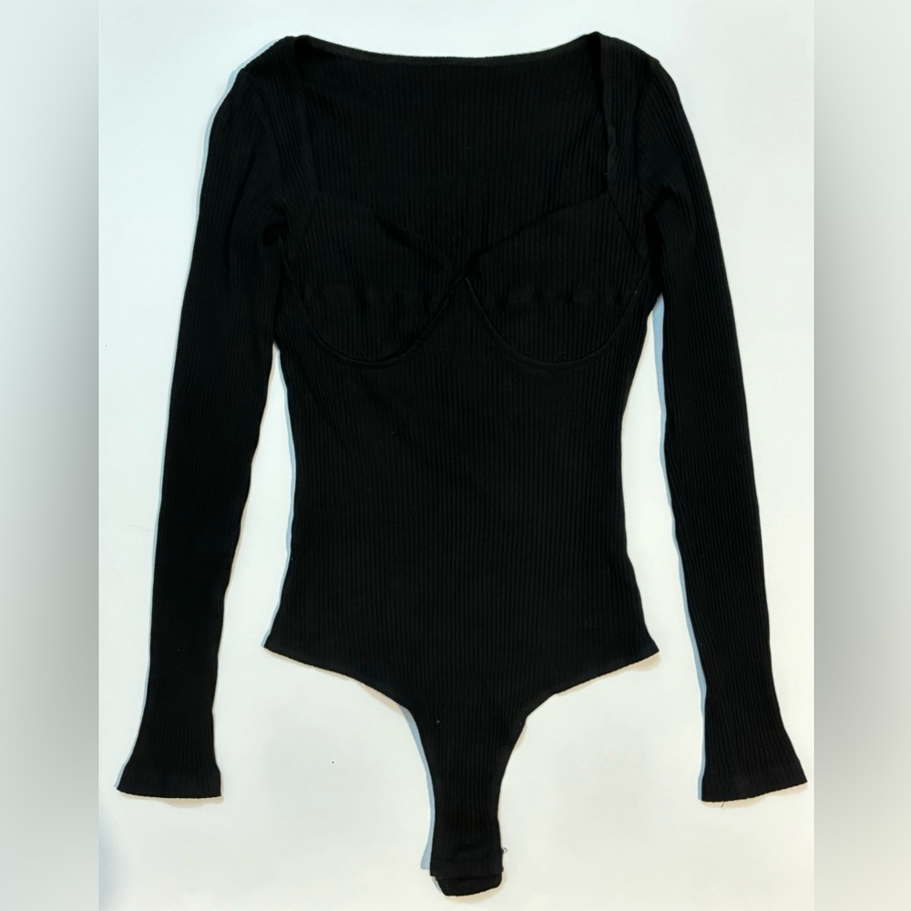Black Long Sleeve Knit Bodysuit
